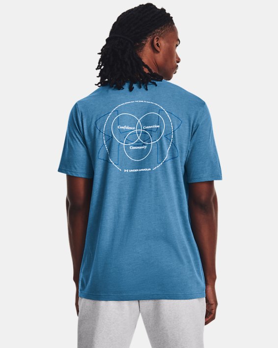 Camiseta de manga corta UA Left Chest Confidence, Connection, Community para hombre, Blue, pdpMainDesktop image number 1